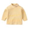 Toddler Baby Girls Boys Striped Long Sleeve Mock Turtleneck Cotton T-Shirt Fall Winter Thermal (Yellow, 3-4 Years) view 1