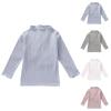 Kids Toddler Baby Girls Lettuce Trim Mock Turtleneck Long Sleeve Slim Fit Ribbed Knit Tee Shirt Tops (White, 5-6 Years) view 1