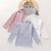 Kids Toddler Baby Girls Lettuce Trim Mock Turtleneck Long Sleeve Slim Fit Ribbed Knit Tee Shirt Tops (White, 5-6 Years) view 3