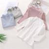 Kids Toddler Baby Girls Lettuce Trim Mock Turtleneck Long Sleeve Slim Fit Ribbed Knit Tee Shirt Tops (White, 5-6 Years) view 4