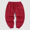 ZAFUL Men's Fleece C'est LA Vie Paris Letter Printed Jogger Drawstring Sweatpants Beam Feet Pants A-red view 2