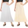 Girstunm 2 Pieces Women's Half Slips Satin Long Dress Petticoat Bottom Skirt Extenders Anti-Static Long Underskirt 31'' White & Champagne Medium view 1