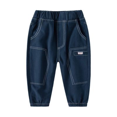 BILIKEYU Toddler Little Boys Cargo Pants Elastic Waist Workout Jogger Athletic Pants Outdoor (Navy, 4-5 Years)