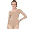Spoxiyue Women's ballet Adult Gymnastics Bodysuit dance clothing Team Basic Long Sleeve Leotard (Long sleeves nude, S) view 1