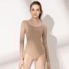 Spoxiyue Women's ballet Adult Gymnastics Bodysuit dance clothing Team Basic Long Sleeve Leotard (Long sleeves nude, S) view 2