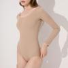 Spoxiyue Women's ballet Adult Gymnastics Bodysuit dance clothing Team Basic Long Sleeve Leotard (Long sleeves nude, S) view 4