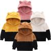 Toddler Girls Boys Fuzzy Hoodie with Ears Sherpa Pullover Fleece Sweatshirt Color Block Fluffy (Brown, 5-6 Years) view 1