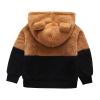 Toddler Girls Boys Fuzzy Hoodie with Ears Sherpa Pullover Fleece Sweatshirt Color Block Fluffy (Brown, 5-6 Years) view 3