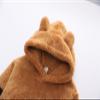 Toddler Girls Boys Fuzzy Hoodie with Ears Sherpa Pullover Fleece Sweatshirt Color Block Fluffy (Brown, 5-6 Years) view 4