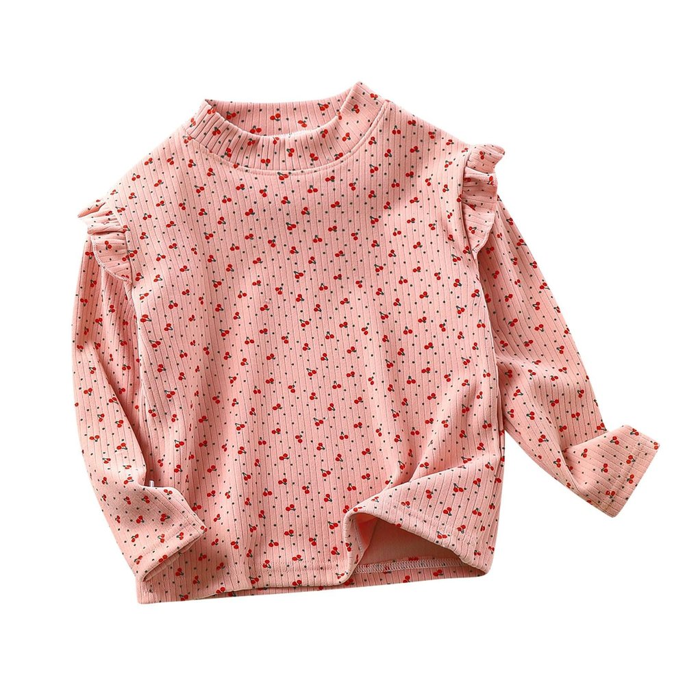 Kids Polka Dot Shirt Toddler Girls Long Sleeve Ruffle Top Girls Shirts Ribbed Blouse Fall Baby Girl (PK2, 5-6 Years)