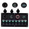 8 Gang Marine Boat Switch Panel Waterproof Dual QC3.0 Car USB Port Socket LED Digital Voltmeter 12V 24V DC Rocker Switch Panel with Fuse Holder for Truck Jeep RV (Green) view 1