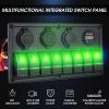 8 Gang Marine Boat Switch Panel Waterproof Dual QC3.0 Car USB Port Socket LED Digital Voltmeter 12V 24V DC Rocker Switch Panel with Fuse Holder for Truck Jeep RV (Green) view 4