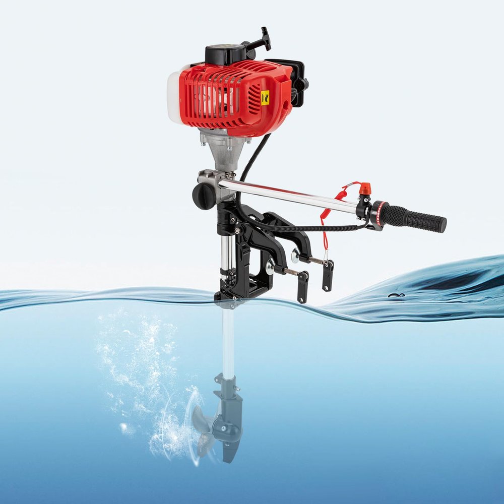 2 Stroke Outboard Motor Engine 2.5HP/1.45 KW Boat Engine with Air Cooling, 1.2L/0.32gal, Marine Boat Motor for Inflatable Boats, Iron Boats, Plastic Boats, Fiberglass Boats, Wooden Boats