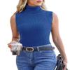 Totatuit Black Women Turtleneck Sleeveless Slim Fit Pullover Knit Stretch Basic Tops Black view 1