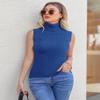 Totatuit Black Women Turtleneck Sleeveless Slim Fit Pullover Knit Stretch Basic Tops Black view 2