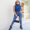 Totatuit Black Women Turtleneck Sleeveless Slim Fit Pullover Knit Stretch Basic Tops Black view 4