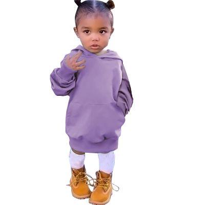 Toddler Baby Girls Long Sleeve Hoodies Dress Fall Trendy Fleece Sweatshirts Outfits Hooded Dresses (Purple, 4-5 Years)