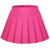 Auranso Girls Pleated Skirt Kids Tennis Elastic Waist Uniform Plaid Skirt Rose Red 13-14Y view 1