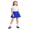 Auranso Girls Pleated Skirt Kids Tennis Elastic Waist Uniform Plaid Skirt Royal Blue 13-14Y view 2