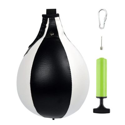 Boxing Pear Shape PU Speed Ball Pear Training Speedball Swivel Punch Bag Hanging Swivel Punch Ball for Boxing Punching Exercise Speedball Speed Bag Punch Fitness Training Ball(Black White) Hang