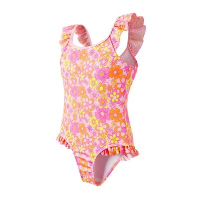 Angel season Toddler Swimsuit Girls 3T Bathing Suit Girl One Piece Swimwear for Little Kids with Upf50+ Cute Ruffle Summer Swimming Suit Quick Dry for Beach Sport Crossback Pink Yellow Floral Size 3T