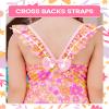 Angel season Toddler Swimsuit Girls 3T Bathing Suit Girl One Piece Swimwear for Little Kids with Upf50+ Cute Ruffle Summer Swimming Suit Quick Dry for Beach Sport Crossback Pink Yellow Floral Size 3T view 4