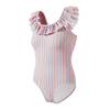 Angel season Swimming Suit for Girls one Piece Swimsuits for Bathing Suit Girl with UPF 50+ Cute Swimwear Rainbow Stripe Ruffle Lightweight Summer Beach Sport Quick Dry Size 5-6 view 1