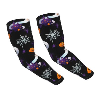 GDUUASB Funny Halloween Bats Arm Sleeves, Halloween Cooling Sun Protection Sports Sleeves for Men Women Golf Basketball