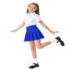 Auranso Girls Pleated Skirt Kids Tennis Elastic Waist Uniform Plaid Skirt Royal Blue 4-5T view 4