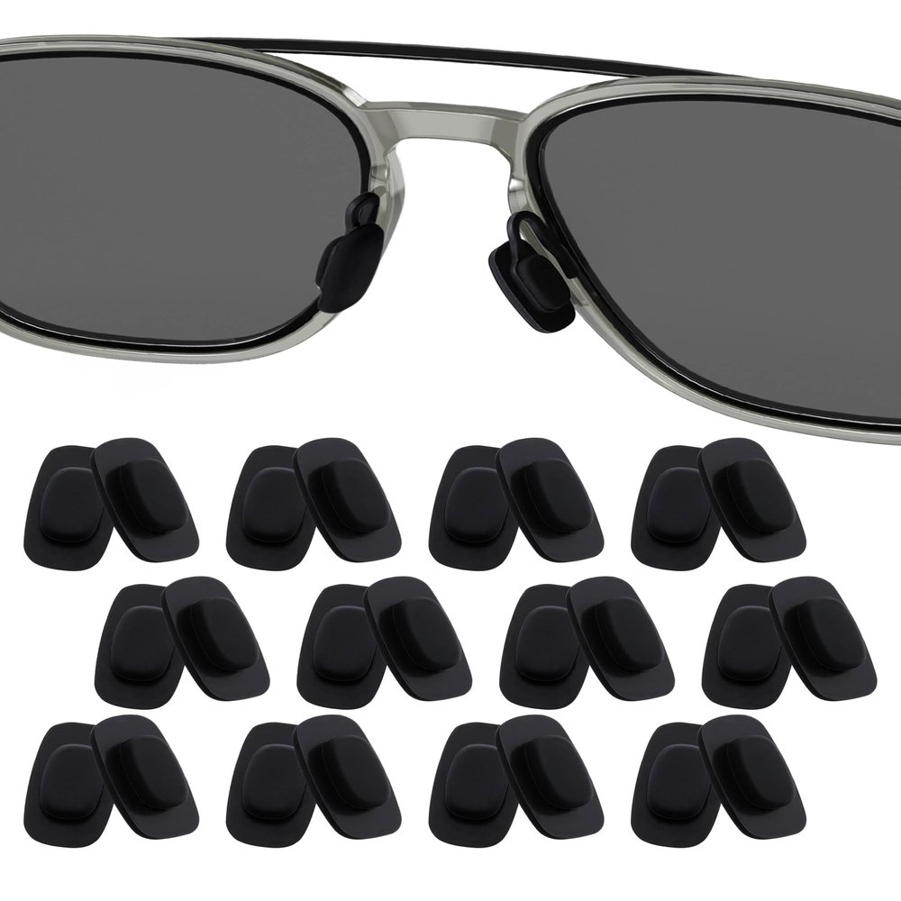 12 Pairs Replacement Nose Pads Nosepiece for Costa South Point/Flagler/Ponce/Fernandina/Shipmaster/Wader/Peli; for Oakley Cartridge/Spindle/Latch Key/Diecutter/Latch Alpha/Lugplate Glasses, Black