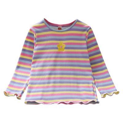 Baby Toddlers Long Sleeve Shirts Little Kid Cotton Rainbow Striped Crew Neck Blouse Top Girls (Pink, 18-24 Months)