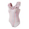 Angel season Swimming Suit for Girls one Piece Swimsuits for Bathing Suit Girl with UPF 50+ Cute Swimwear Rainbow Stripe Ruffle Lightweight Summer Beach Sport Quick Dry Size 4-5 view 1