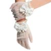 Peosaard Flower Girls Bow Tie Lace Gloves, Bowknot Lace Pearl Decor for Holy Communion Pageant Evening, Evening Gloves view 1