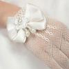 Peosaard Flower Girls Bow Tie Lace Gloves, Bowknot Lace Pearl Decor for Holy Communion Pageant Evening, Evening Gloves view 2