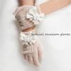 Peosaard Flower Girls Bow Tie Lace Gloves, Bowknot Lace Pearl Decor for Holy Communion Pageant Evening, Evening Gloves view 3