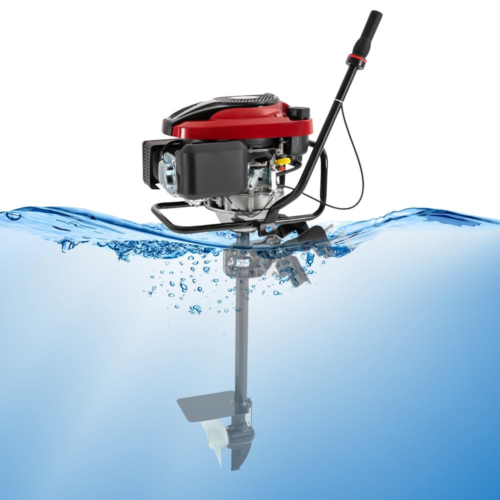 4 Stroke Outboard Motor Engine 8HP Boat Engine 196CC with Air Cooling, 1.5L/0.4gal, Marine Boat Motor for Inflatable Boats, Iron Boats, Plastic Boats, Fiberglass Boats, Wooden Boats