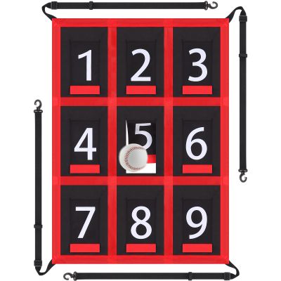 TOBWOLF Adjustable Strike Zone Target for Baseball Softball Net, Numbered Baseball Softball Pitching Target, 9 Pocket Pitching Pad, Practice Accuracy Training Throwing for Hitting Batting Catching