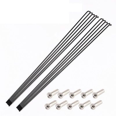 USZIJIE Mountain Road Folding Fit for Bicycle 45# Steel Diameter 2mm Bike Spokes 26 inch 27.5 29 with Spoke Cap 14G(10pcs-258MM)