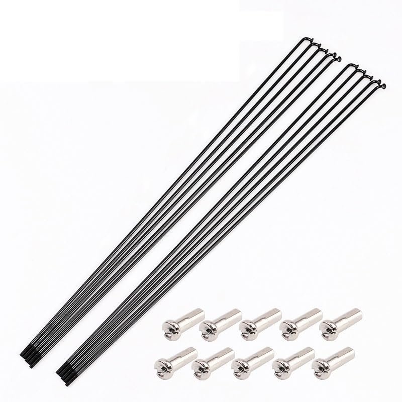 USZIJIE Mountain Road Folding Fit for Bicycle 45# Steel Diameter 2mm Bike Spokes 26 inch 27.5 29 with Spoke Cap 14G(10pcs-258MM)