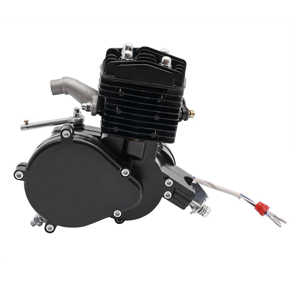 GOSHET 2-Stroke Bicycle Engine, 80CC 1.65HP Petrol Gas Engine Bike Motor Kit Motorized Bicycle Single Cylinder Engine Aluminum CDI Mixed Oil, 2L Fuel Tank 5500RPM Speed for Most 26-28" Wheeled Bikes