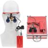 BONEW-Oral 3.5X Binocular Loupes Optical Glass Magnifier 3W Head Lamp Light Waist Hanging Type Clip-on Type Carry Type with Aluminum Box DY-004 (Red) view 1