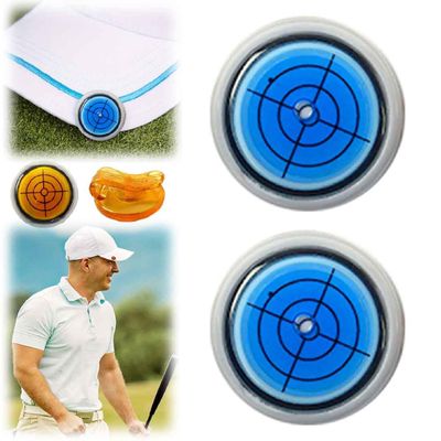 TSYIDUI Golf Ball Marker Round Cap Clip Mark with Level Function,Magnet Golf Ball Marker Hat Clip,Golf Ball Marker Level,Bubble Level Golf Ball Marker,Golf Putting Aid & Green Reader (Blue*2)