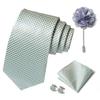 joy alice Ties Set Men Mixed Color Necktie Handkerchief Cufflinks Brooch 3.15 Formal (White Blue) view 1