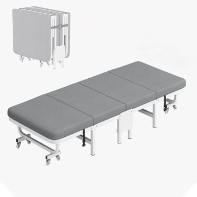 Rollaway Folding Bed with Mattress, Foldable Bed On Wheels for Office Nap Living Room Portable Fold Up Guest Cot with Sturdy Steel Frame, Rollaway Cot Single(190 * 75 * 30cm)