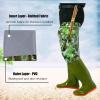 KPHYMOD Waterproof Fly Fishing Waders, Green Camo Fishing Boots for Women Men, Lightweight Soft Non Slip Wading Boots(6.5) view 3
