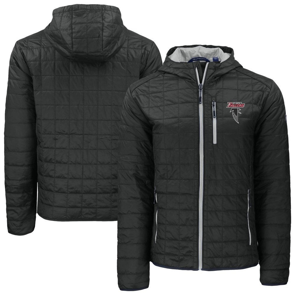 Cutter & Buck Men's Black Atlanta Falcons Rainier PrimaLoft Eco Insulated Full-Zip Puffer Jacket