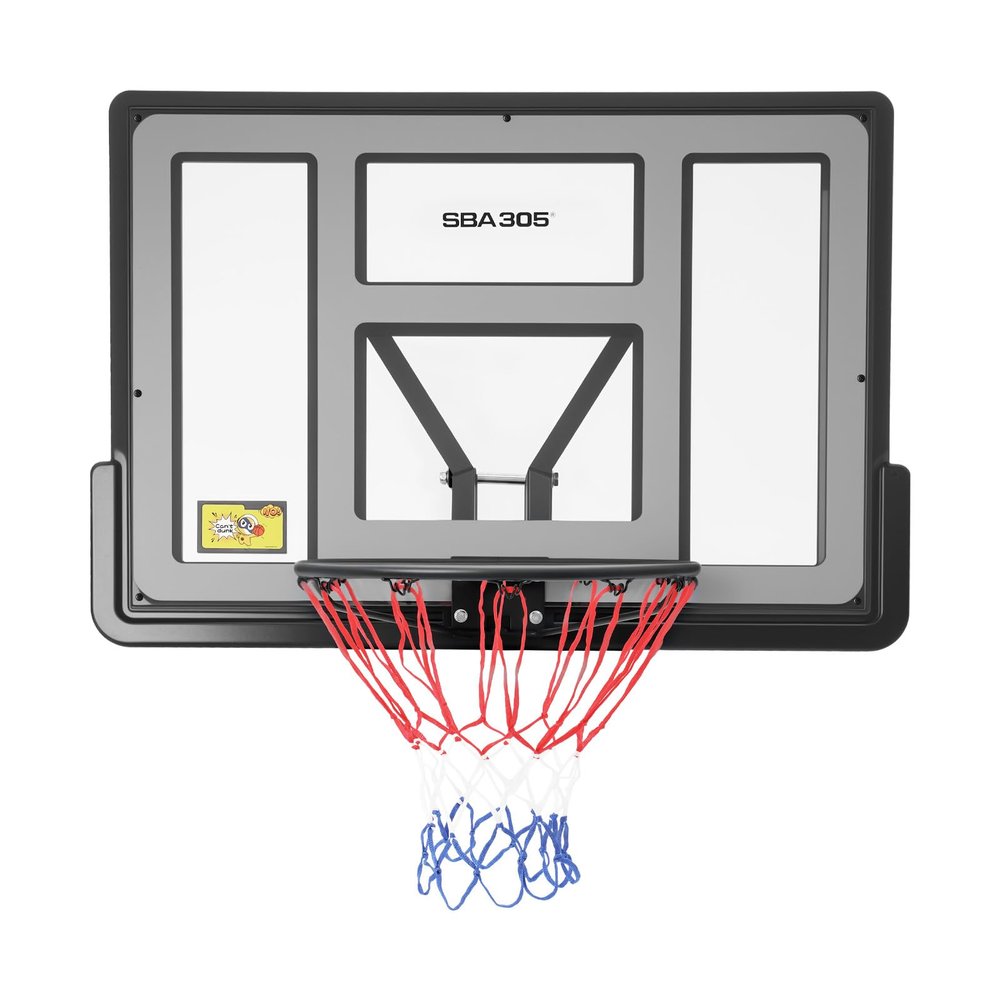 Basketball Backboard and Rim Combo, 18'' Rim, 44'' x 30'' Backboard, Pole Mount Basket Ball Hoop w/Adjustable Basketball Goal PET Backboard, Basket-Ball Rack & Mounting Bracket Hoop for School Gyms