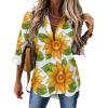 Sunflower Women's Irregular Hem Shirt Casual Button Down Blouse Fit Tops for Home Work S view 1