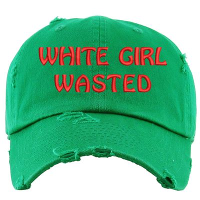 White Girl Wasted Hat Funny Party Caps Dance College Retro Vintage Dad Hat (Irish Green)