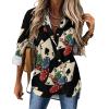 Chips with Poker Cards Women's Irregular Hem Shirt Casual Button Down Blouse Fit Tops for Home Work S view 1